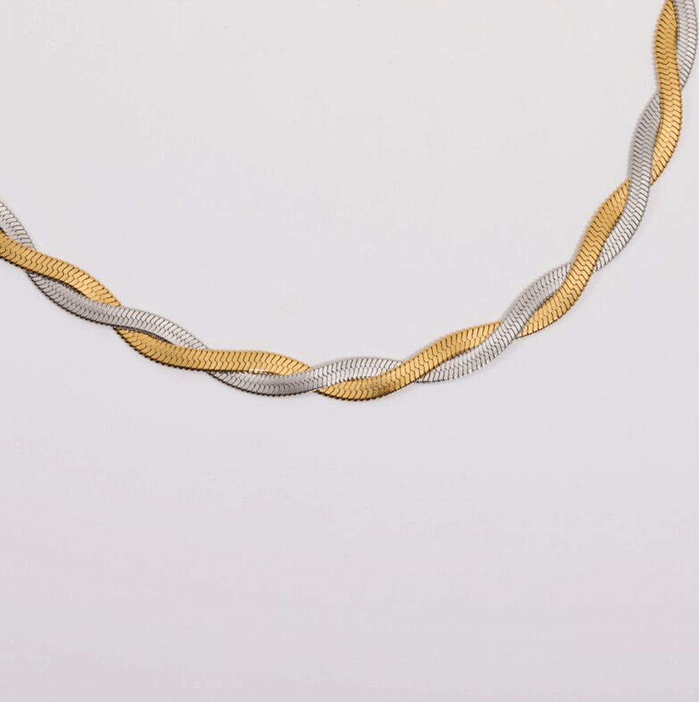 melomelo Frances - Gold Silver Twisted Snake Chain Necklace