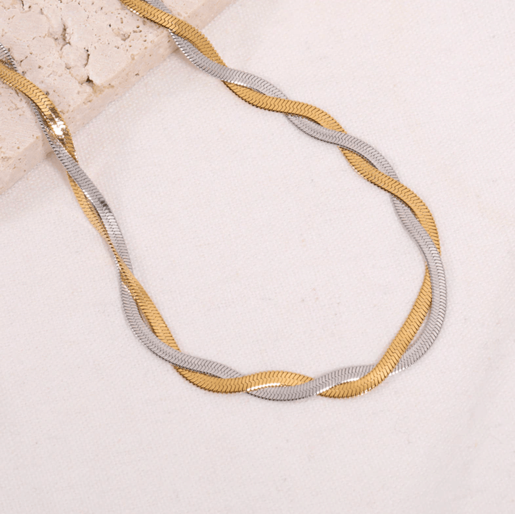 melomelo Frances - Gold Silver Twisted Snake Chain Necklace