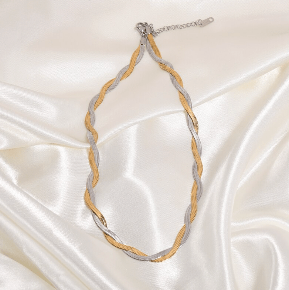 melomelo Frances - Gold Silver Twisted Snake Chain Necklace