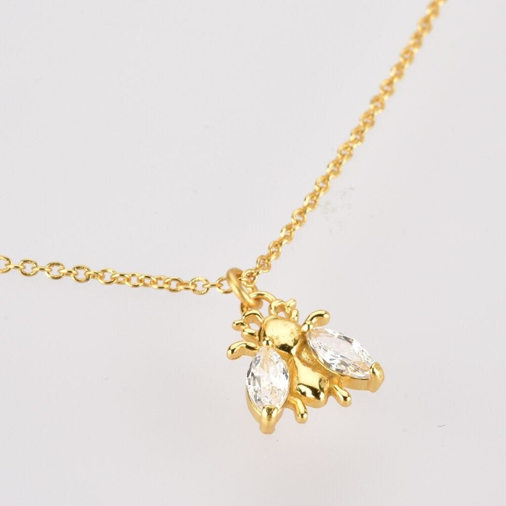 melomelo Geneve - Honey Bee Crystal Charm Necklace