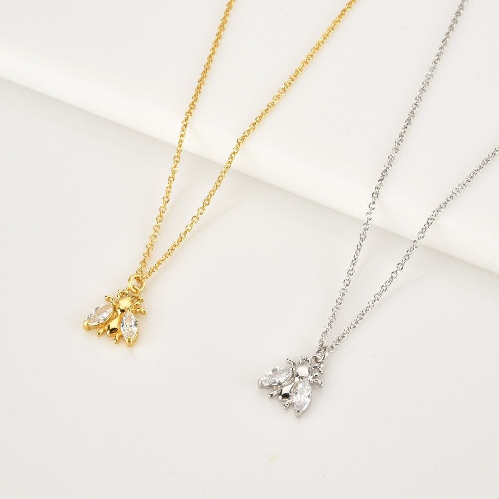 melomelo Geneve - Honey Bee Crystal Charm Necklace