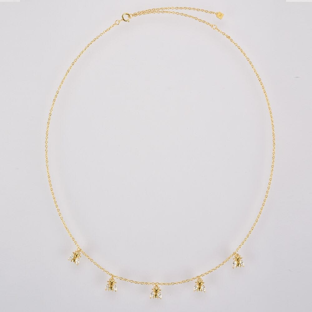 melomelo Geneve - Honey Bee Crystal Multi Charm Choker Necklace
