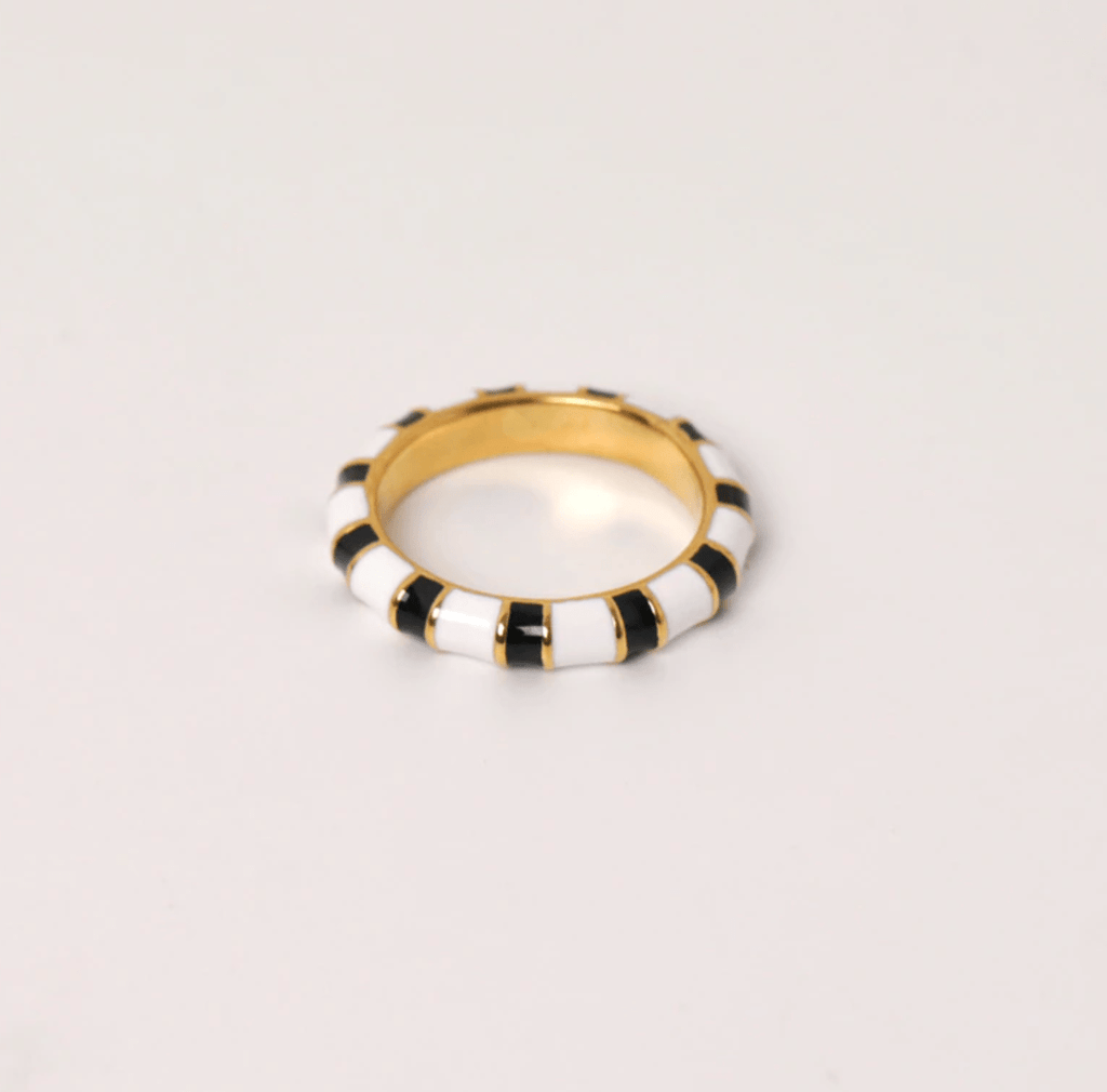 melomelo Gethsemane - Zebra Black White Emaille Band Ring