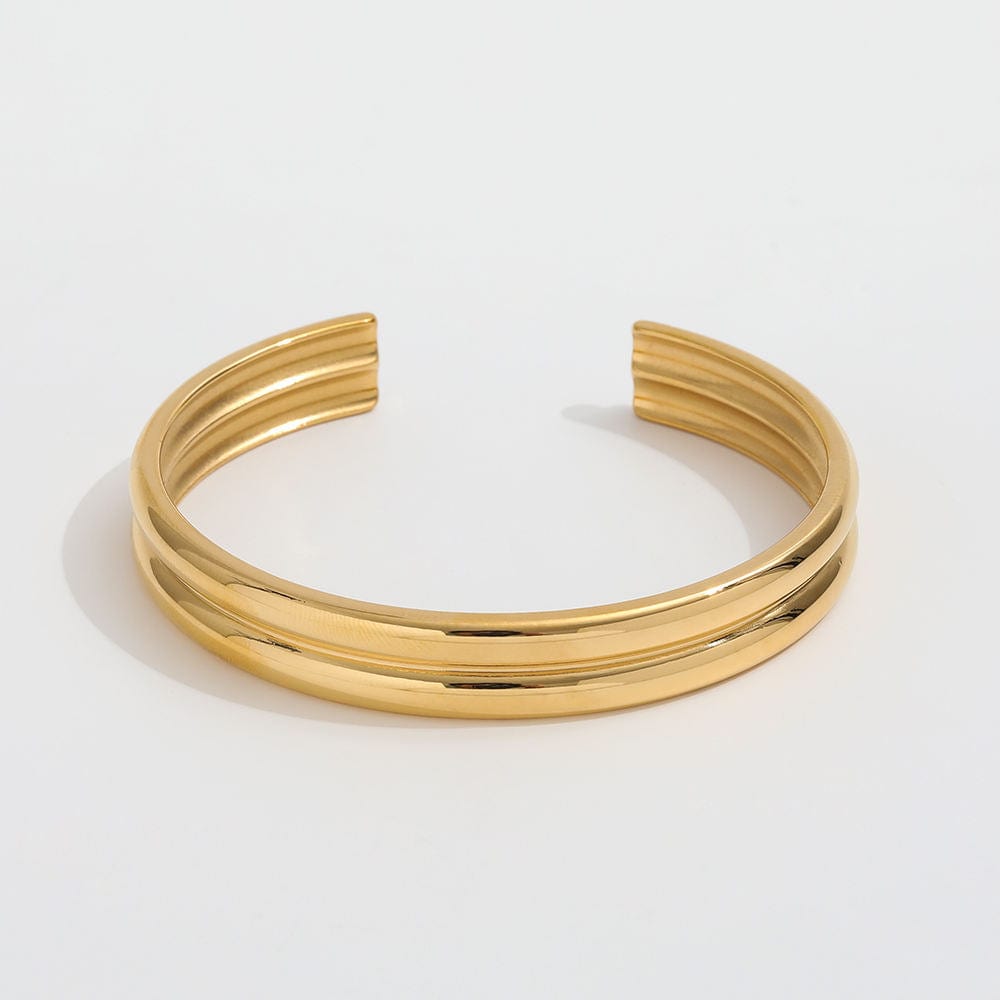 melomelo Gil - Wide Polished Cuff Bracelet Gold