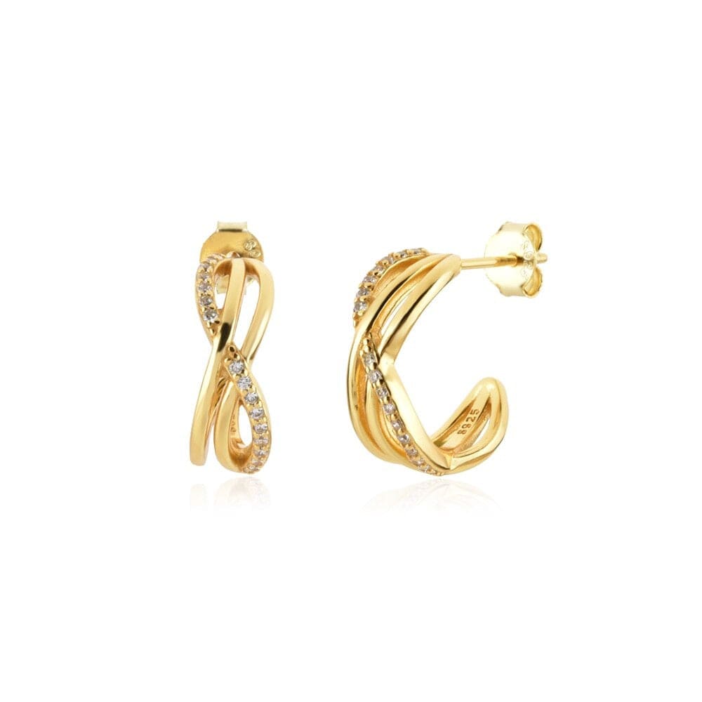 melomelo Gold Adalene - Twisted Pavé Crystal Huggie Earrings
