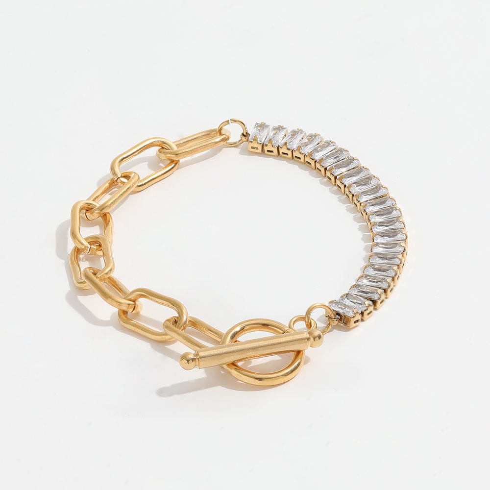 melomelo Gold Adam - Half Chain Half Crystal Bracelet