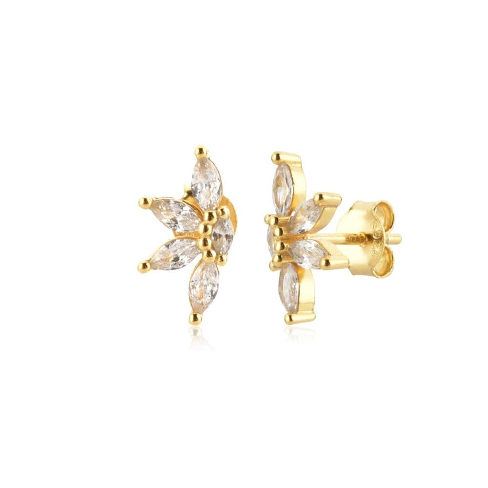 melomelo Gold / Clear Cynthia - Flower Multi Crystal Cluster Earrings