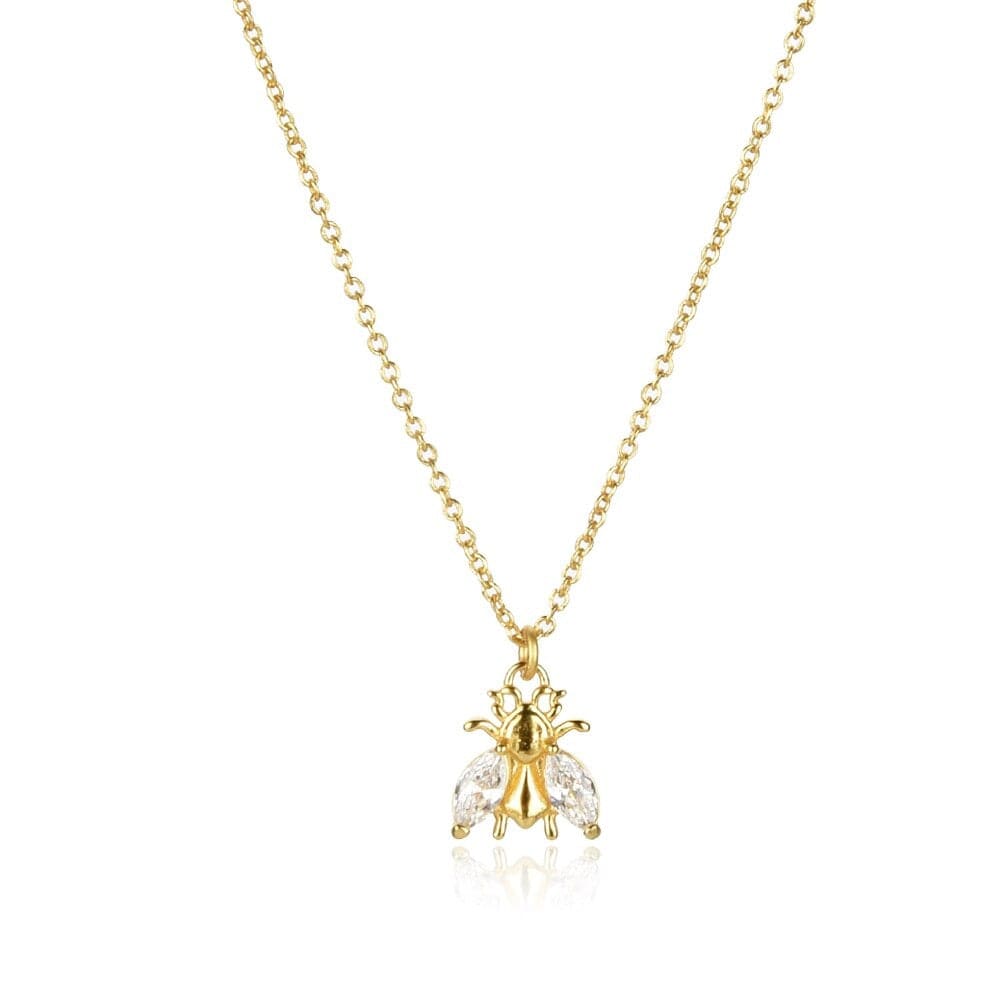 melomelo Gold / Clear Geneve - Honey Bee Crystal Charm Necklace