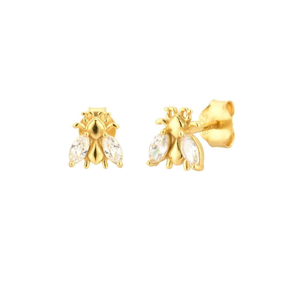 melomelo Gold / Clear Geneve - Honey Bee Crystal Stud Earrings