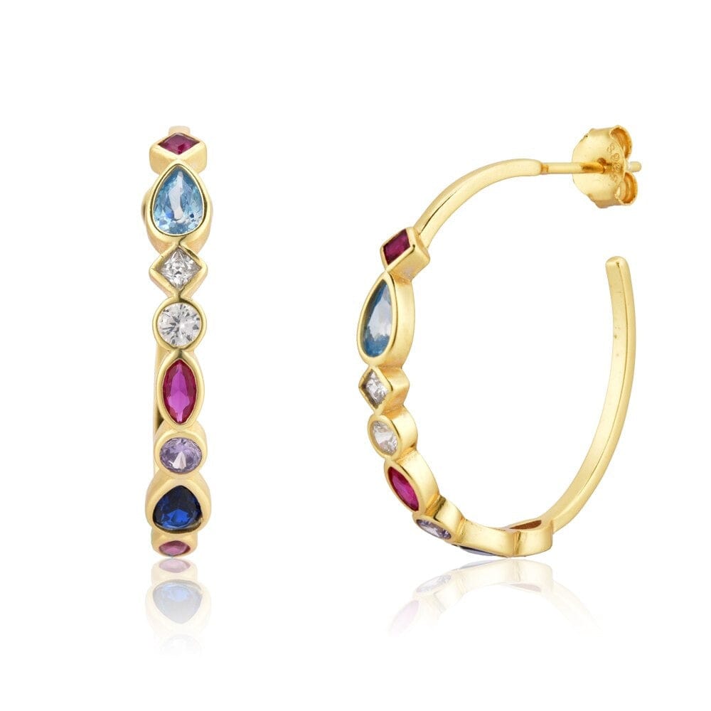 melomelo Gold Edingburgh - Multi Crystal 25mm Hoops