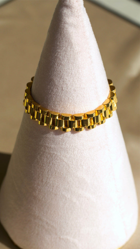 melomelo Gold Flat Chain Chunky Bracelet