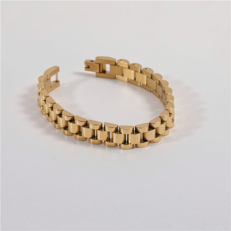 melomelo Gold Flat Chain Chunky Bracelet