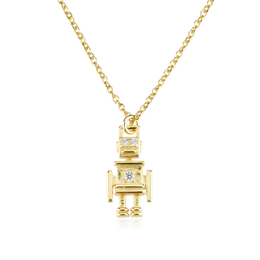 melomelo Gold / Necklace Sam - Future Robot Charm Pendant Necklace