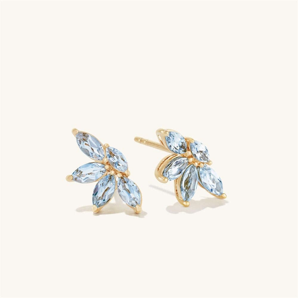 melomelo Gold / Ocean Blue Cynthia - Flower Multi Crystal Cluster Earrings