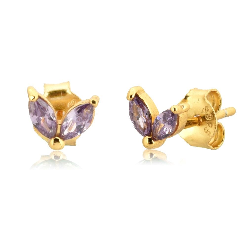 melomelo Gold / Purple Jili - Butterfly Studs