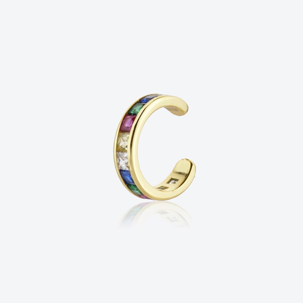 melomelo Gold / Rainbow Alencon - Baguette Crystal Pavé Wrap Cuff Different Colours