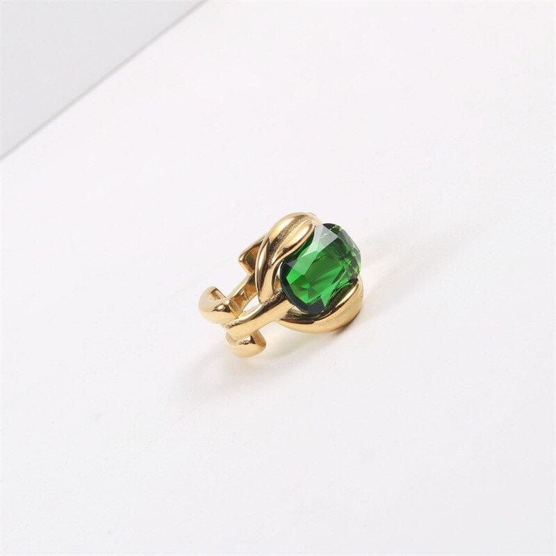 melomelo Green Crystal Chain Statement Ring