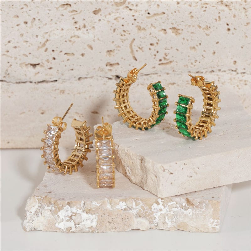 melomelo Green Madison - Crystal Hoops