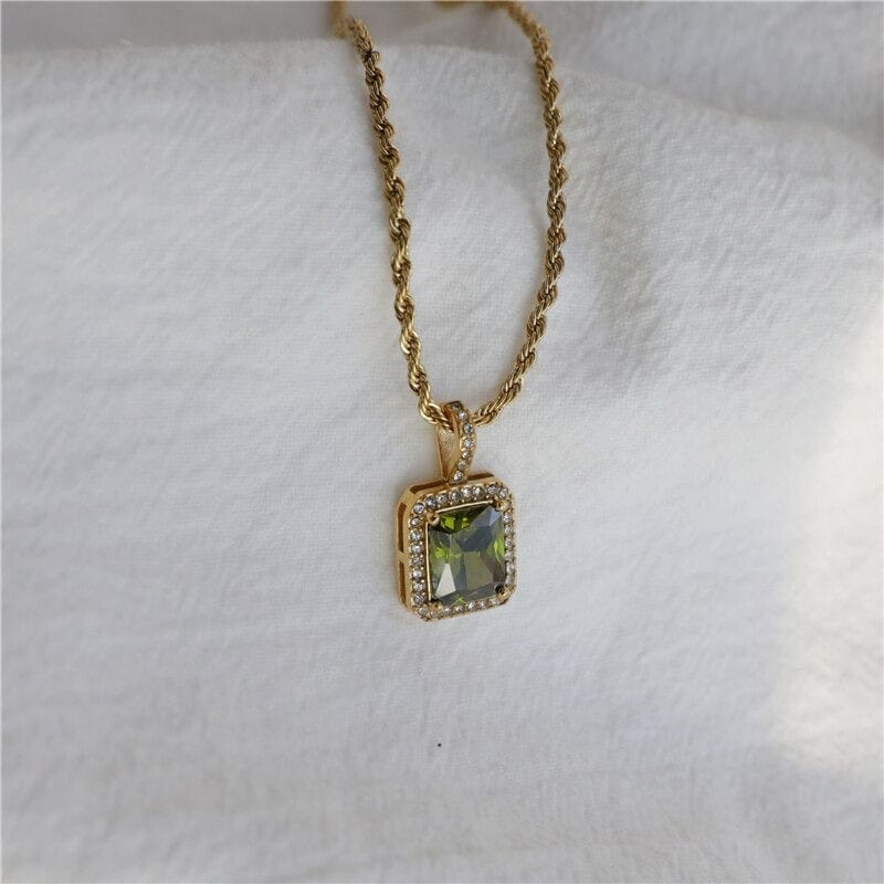 melomelo Green Nieve - Crystal Pendant Necklace