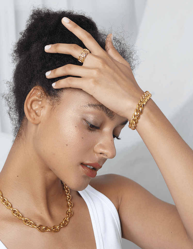 melomelo Haja - Chunky Cuban Chain Necklace & Bracelet Gold