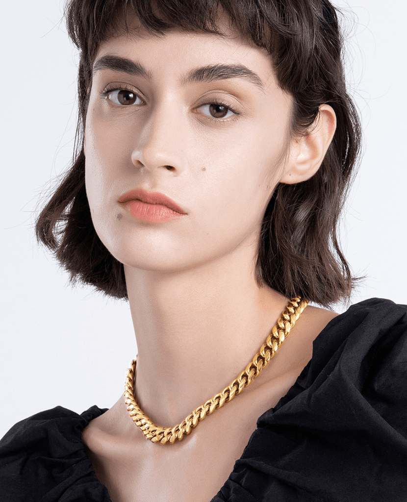 melomelo Haja - Chunky Cuban Chain Necklace & Bracelet Gold