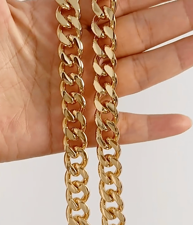 melomelo Haja - Chunky Cuban Chain Necklace & Bracelet Gold