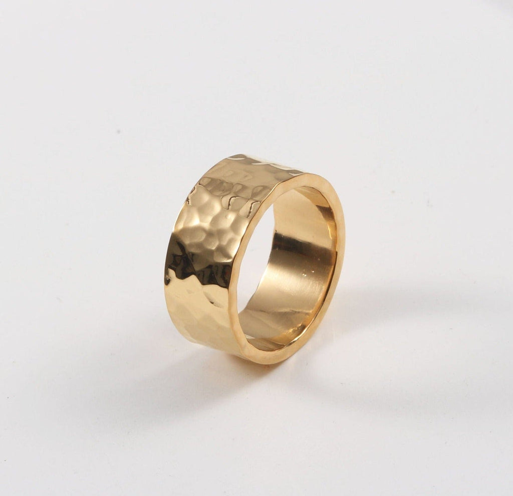 melomelo Hammered Wedding Band Gold
