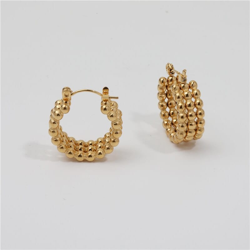 melomelo Hedeon - Triple Ball Row Hoop Earrings