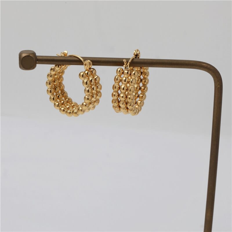 melomelo Hedeon - Triple Ball Row Hoop Earrings