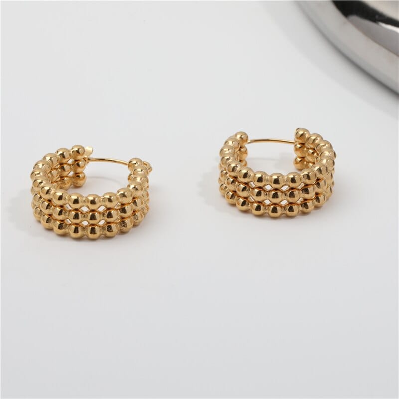 melomelo Hedeon - Triple Ball Row Hoop Earrings