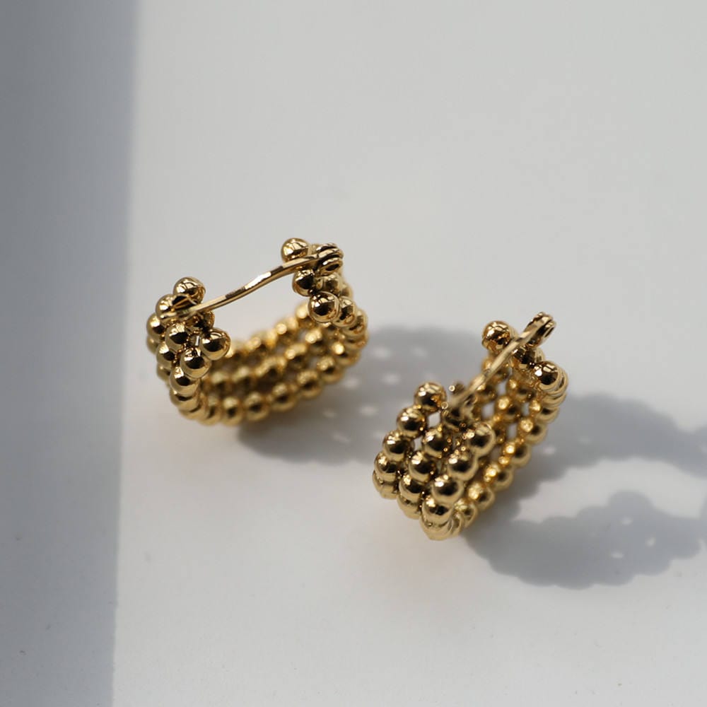 melomelo Hedeon - Triple Ball Row Hoop Earrings