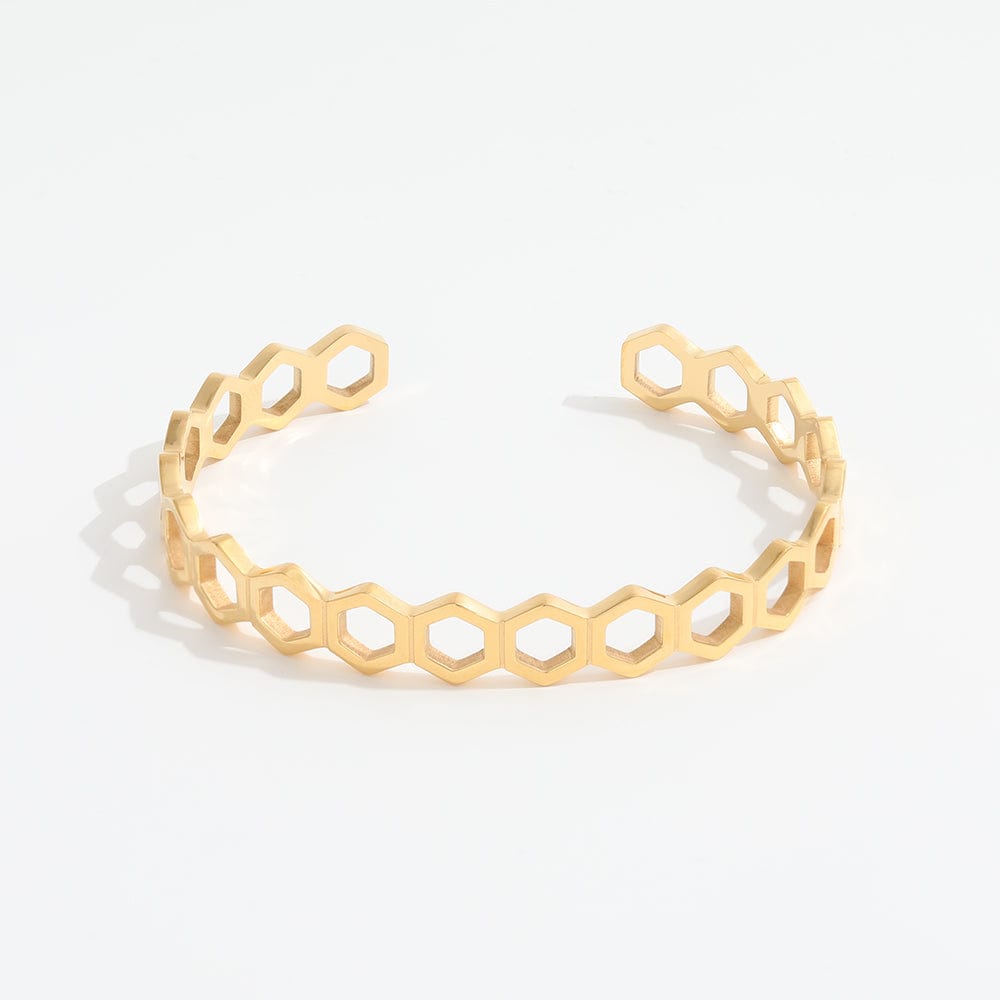 melomelo Iseul - Honey Comb Bee Gold Cuff Bracelet