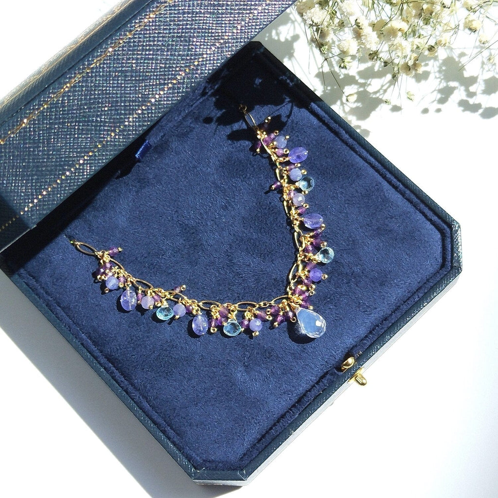 melomelo Lavender Quartz Amethyst Tanzanite Blue Topaz Choker Necklace