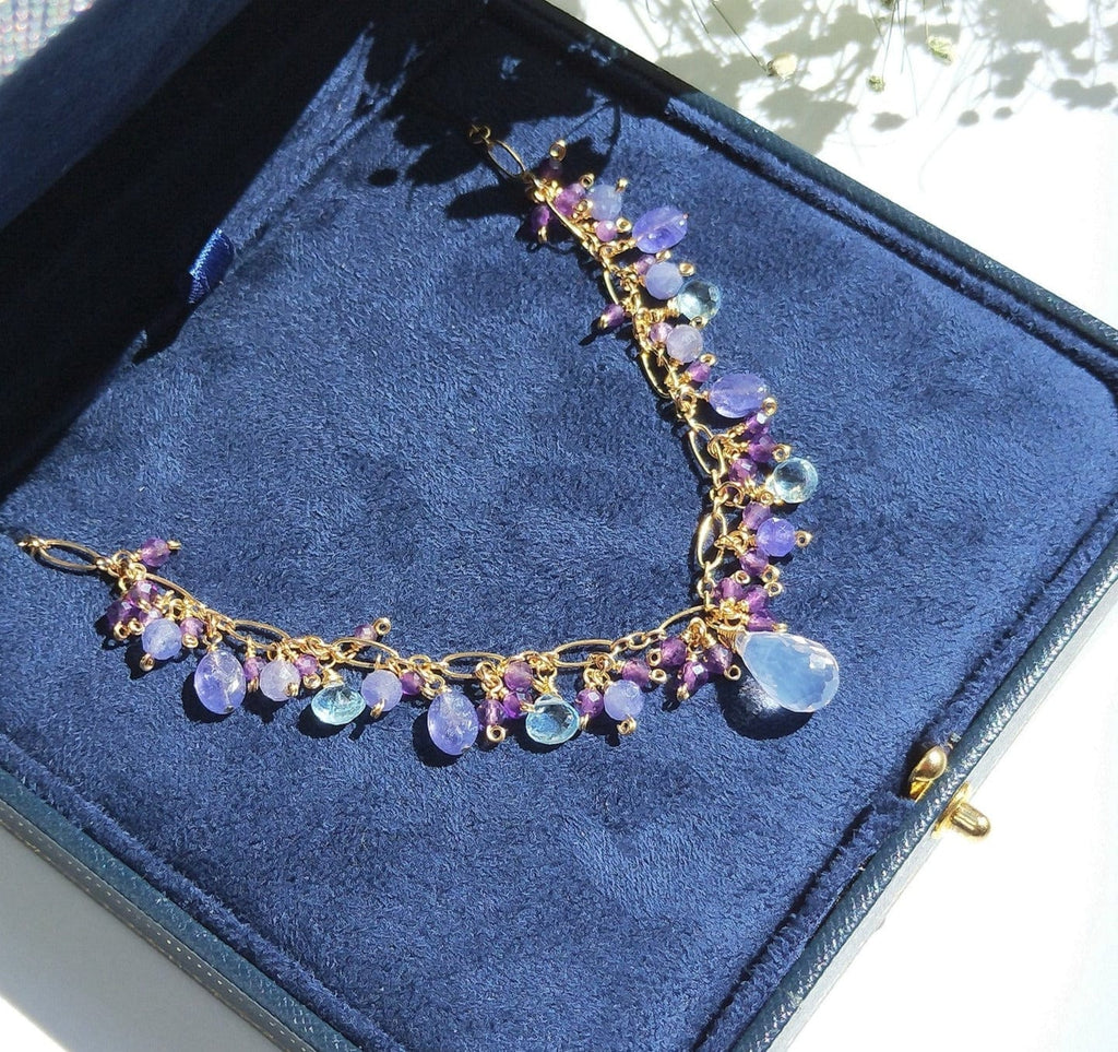 melomelo Lavender Quartz Amethyst Tanzanite Blue Topaz Choker Necklace