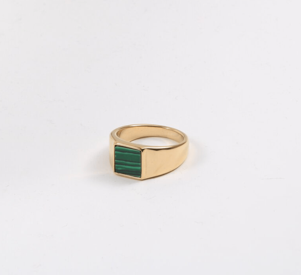 melomelo Lily - Square Malachite Signet Enamel Ring