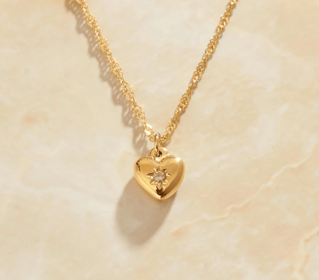 melomelo Marceau - Puffed Crystal Heart Pendant Necklace