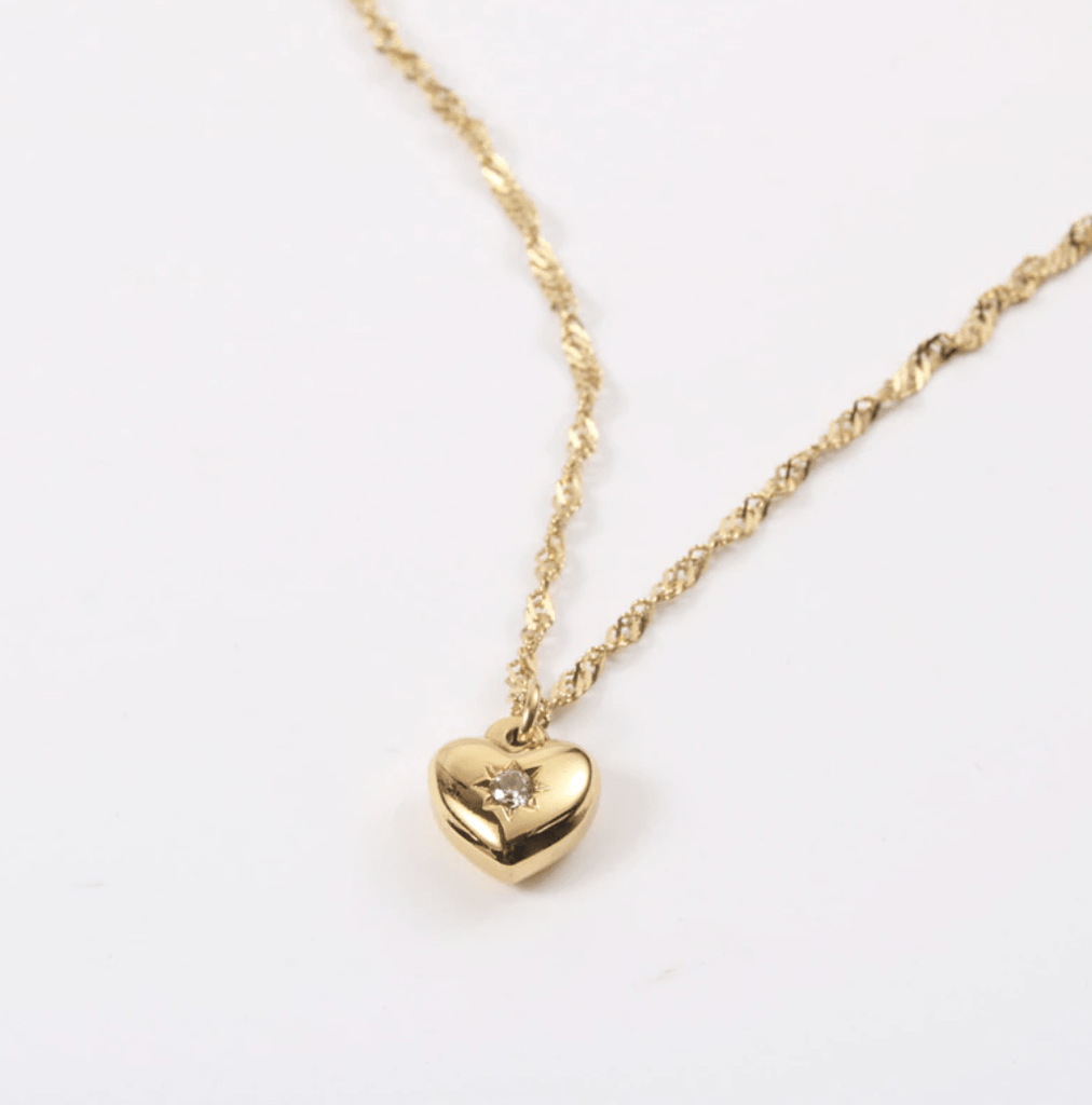 melomelo Marceau - Puffed Crystal Heart Pendant Necklace