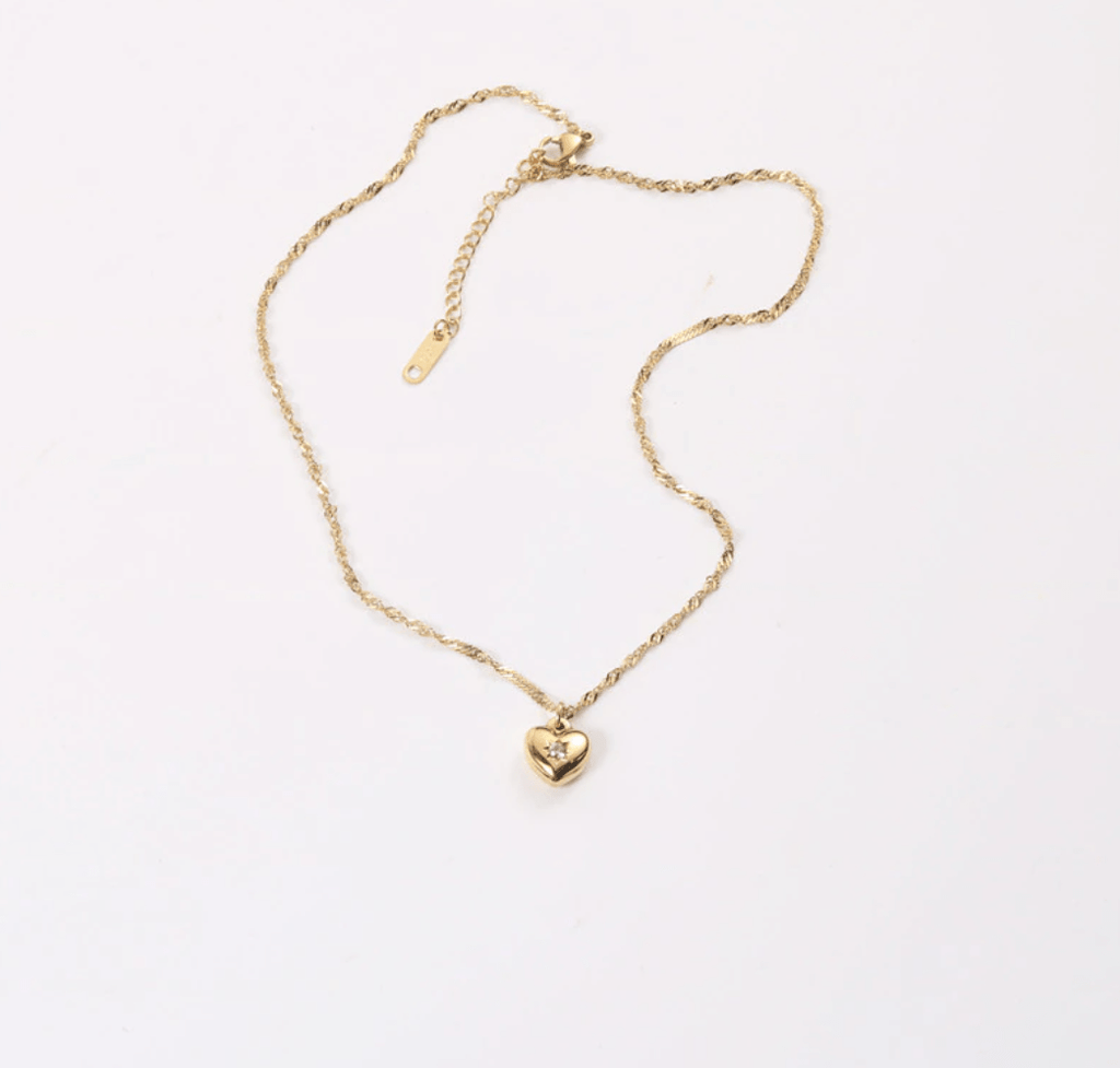 melomelo Marceau - Puffed Crystal Heart Pendant Necklace