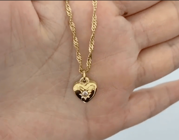 melomelo Marceau - Puffed Crystal Heart Pendant Necklace