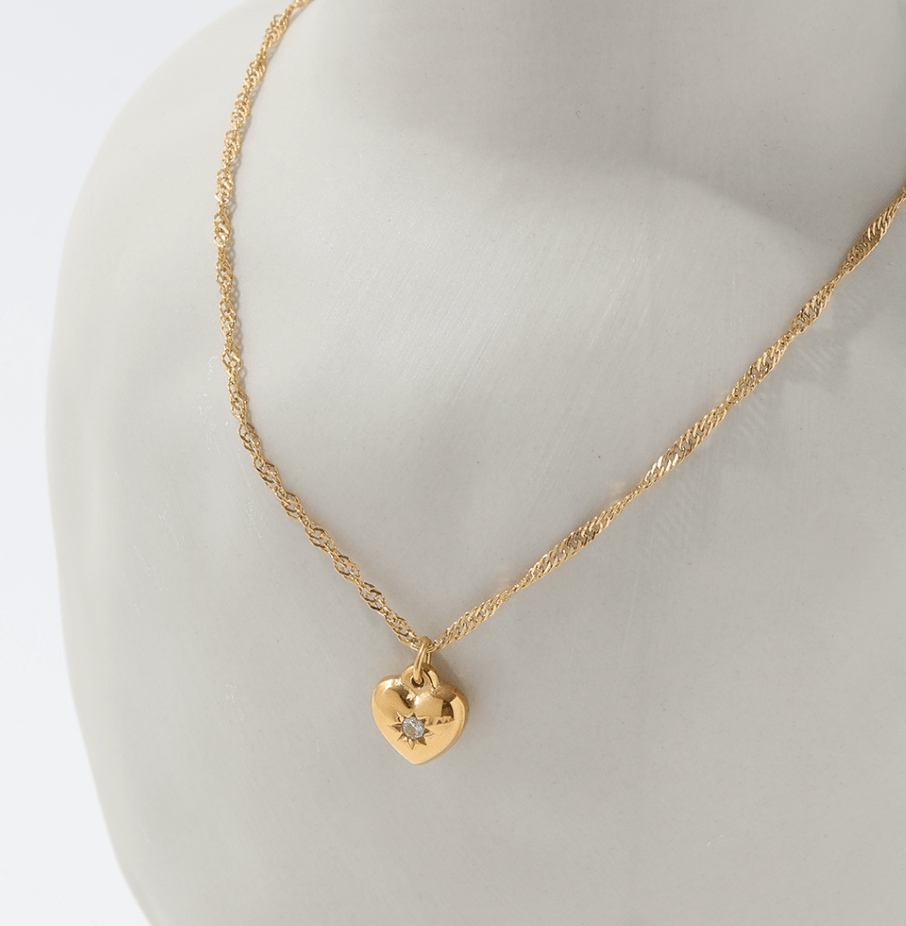 melomelo Marceau - Puffed Crystal Heart Pendant Necklace