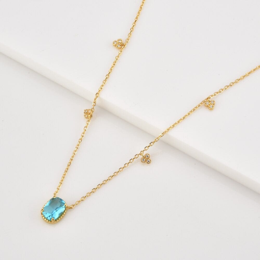 melomelo Maui - Ocean Blue Dainty Multi Charm Pendant Necklace