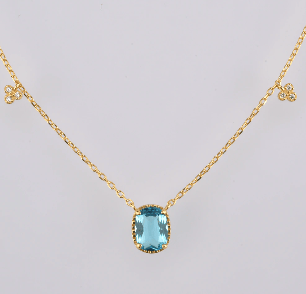 melomelo Maui - Ocean Blue Dainty Multi Charm Pendant Necklace