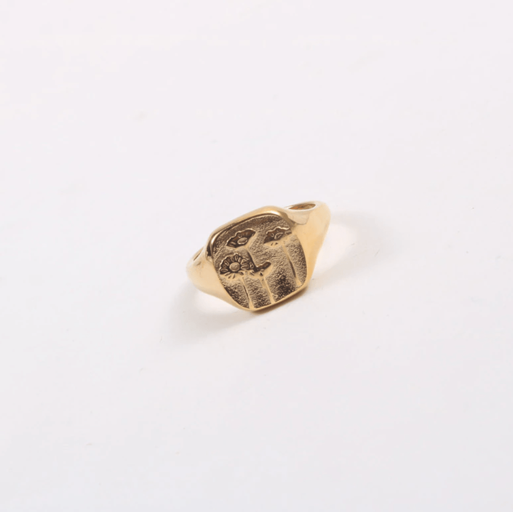 melomelo Max - Square Flower Field Signet Ring