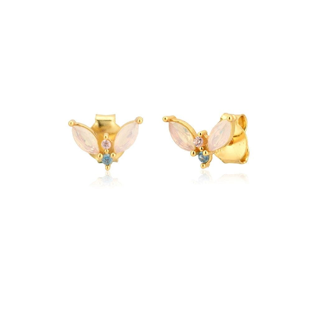 melomelo Milk-Blue Tiny Winged Studded Earrings
