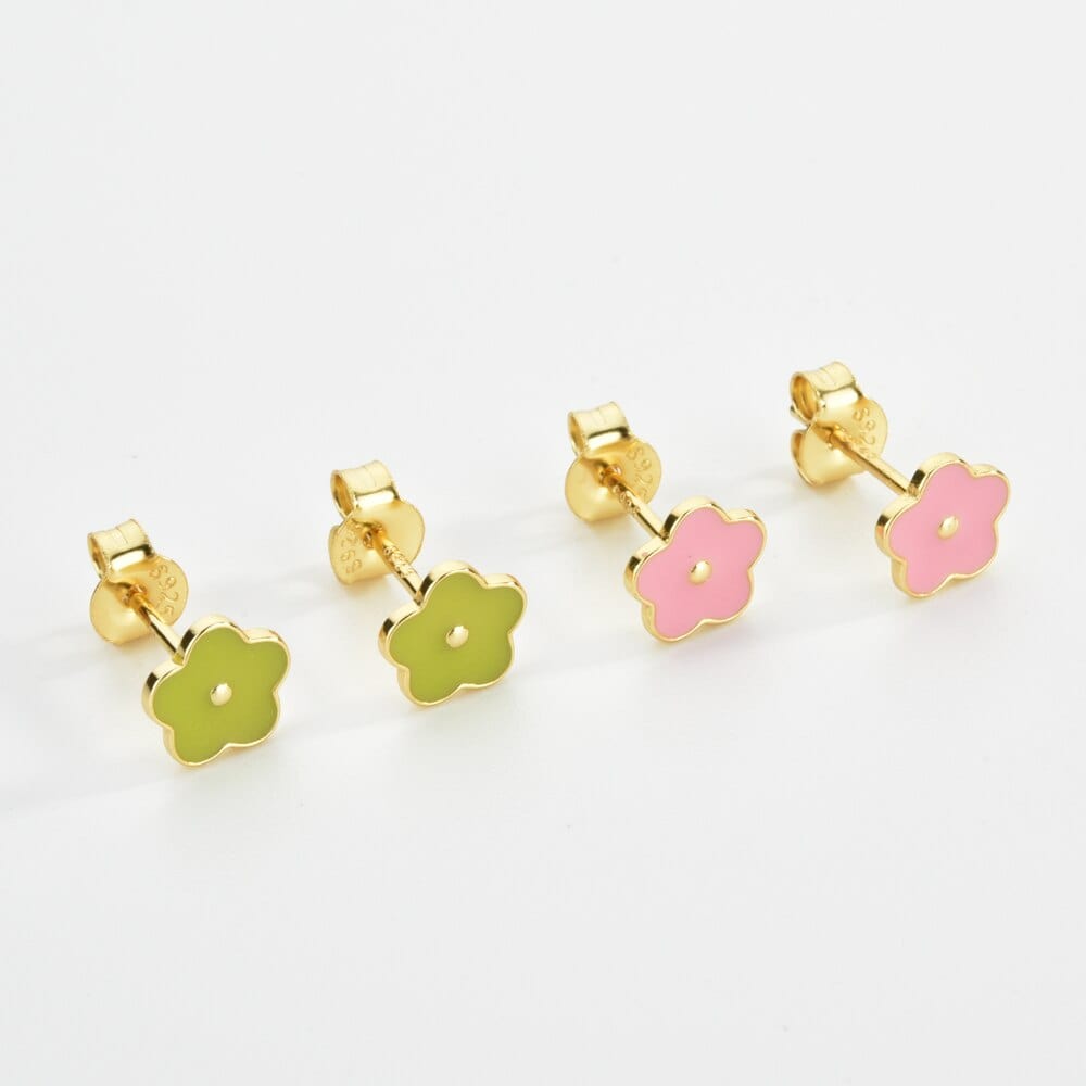 melomelo Mischa - Enamel Flower Stud Earrings