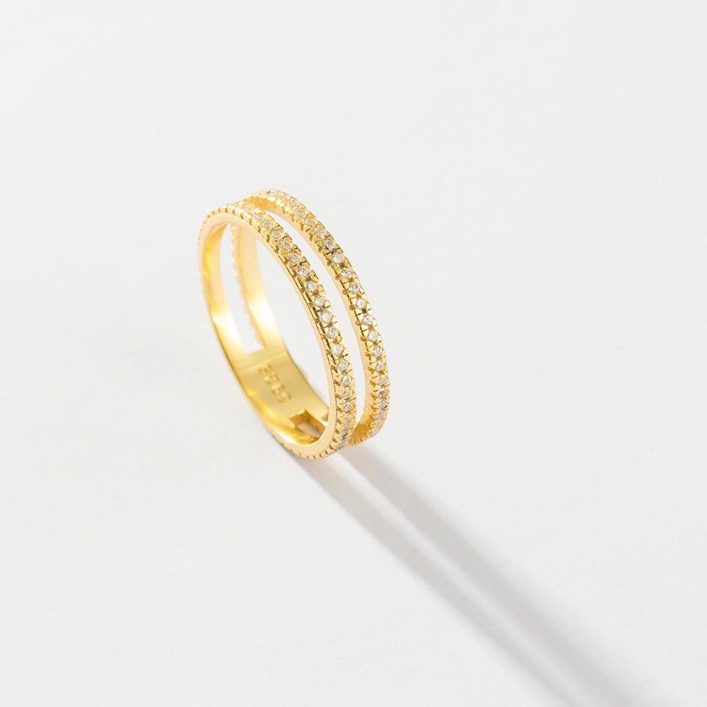 melomelo Nancy - Double Band Ring with Stone