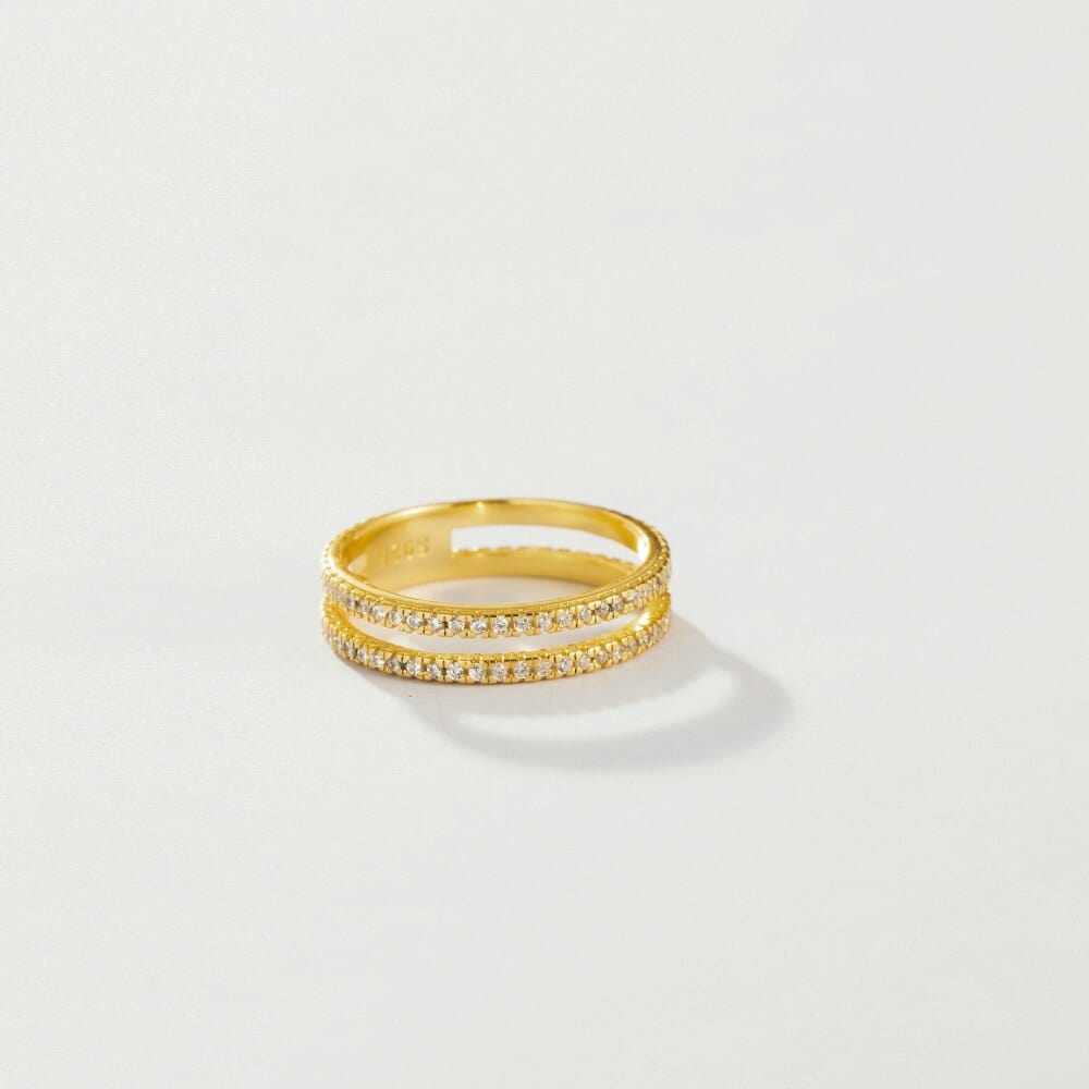 melomelo Nancy - Double Band Ring with Stone