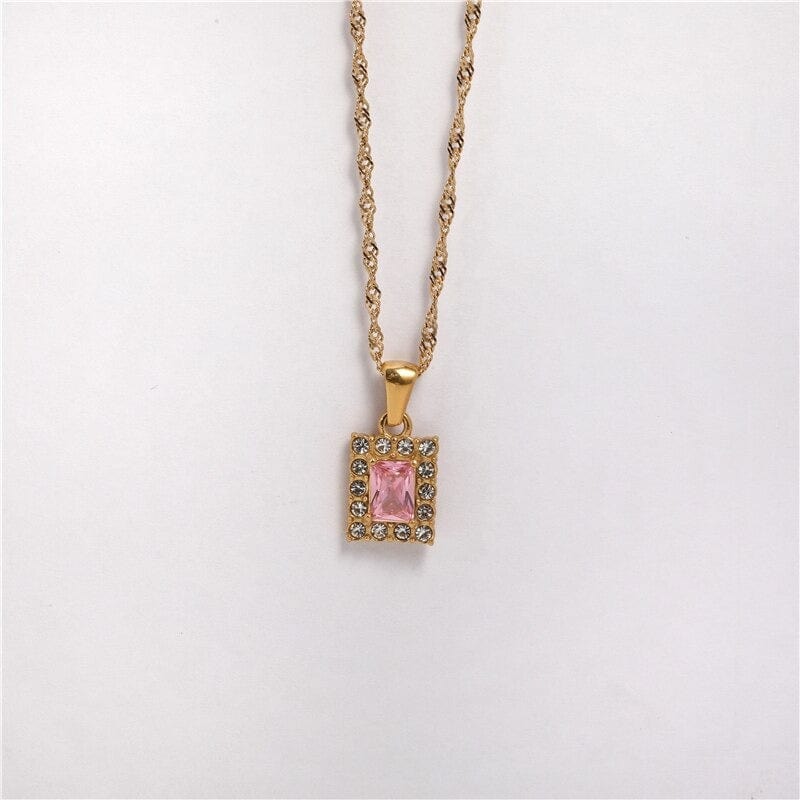 melomelo Pink Asia - Crystal Drop Pendant Necklaces in different Colours