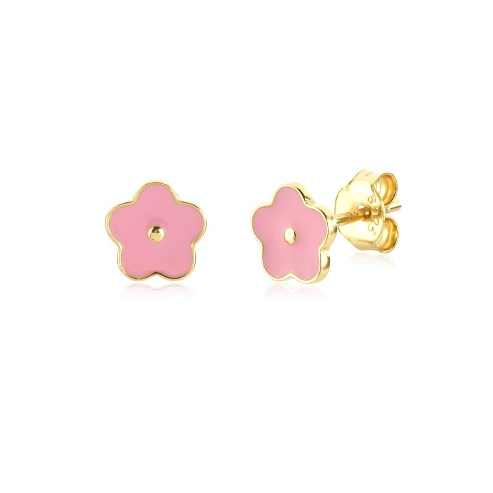 melomelo Pink Mischa - Enamel Flower Stud Earrings