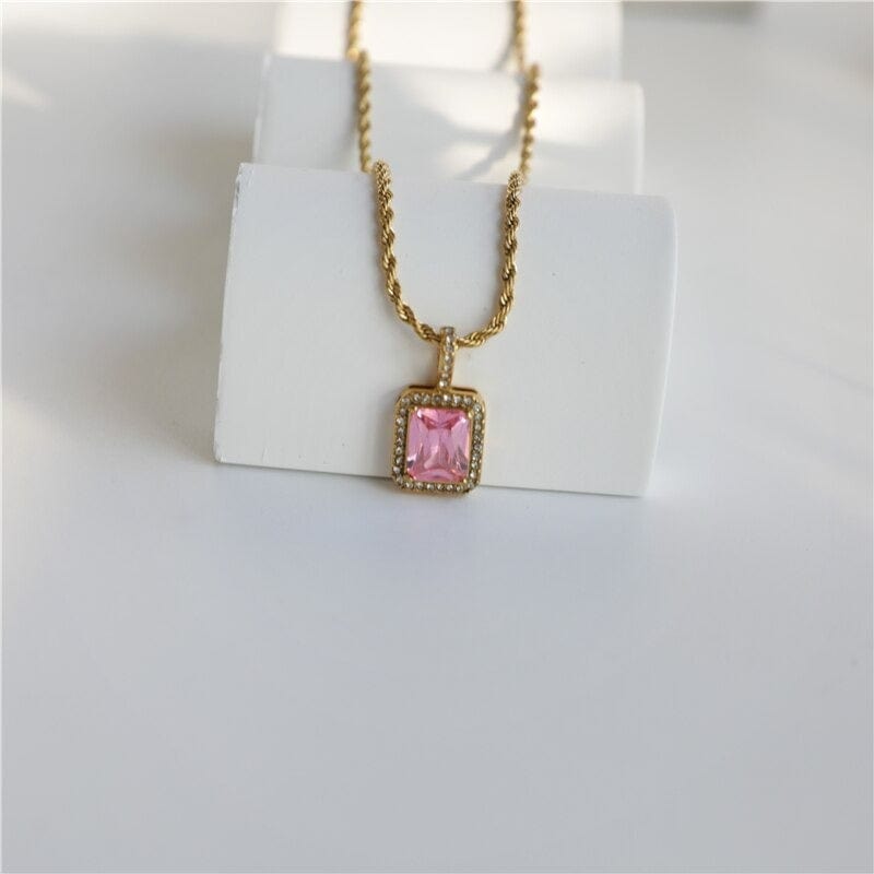 melomelo Pink Nieve - Crystal Pendant Necklace